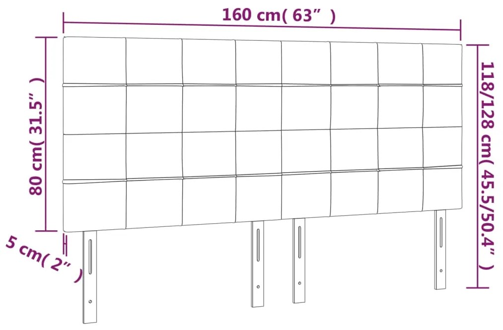 Cabeceira de cama 4 pcs tecido 80x5x78/88 cm cinzento-claro