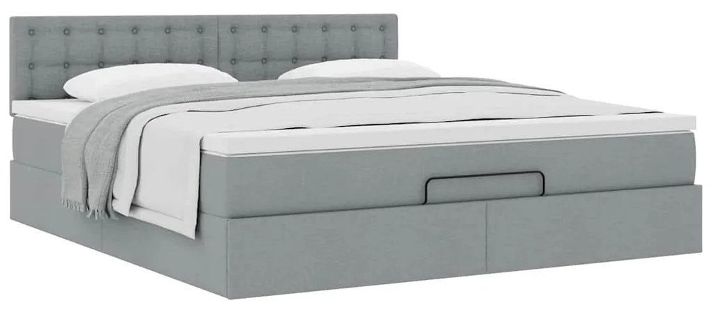 Estrutura de cama otomana com colchão 180x200 cm cinzento claro