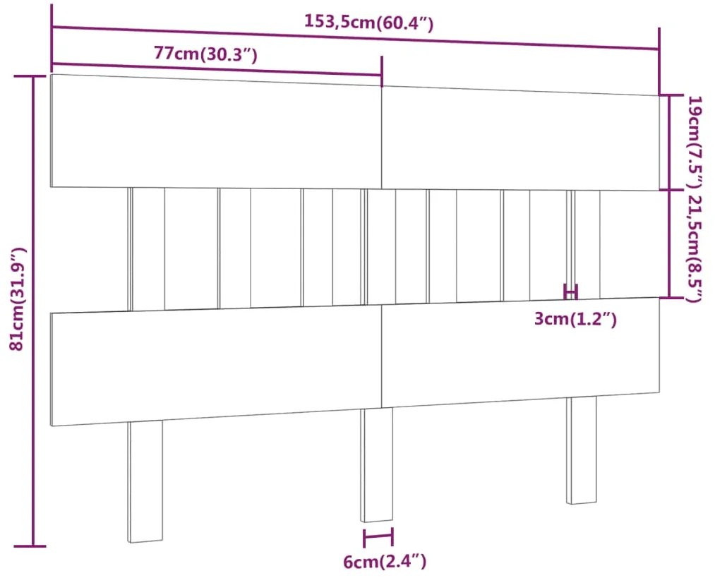 Cabeceira de cama 153,5x3x81 cm pinho maciço branco