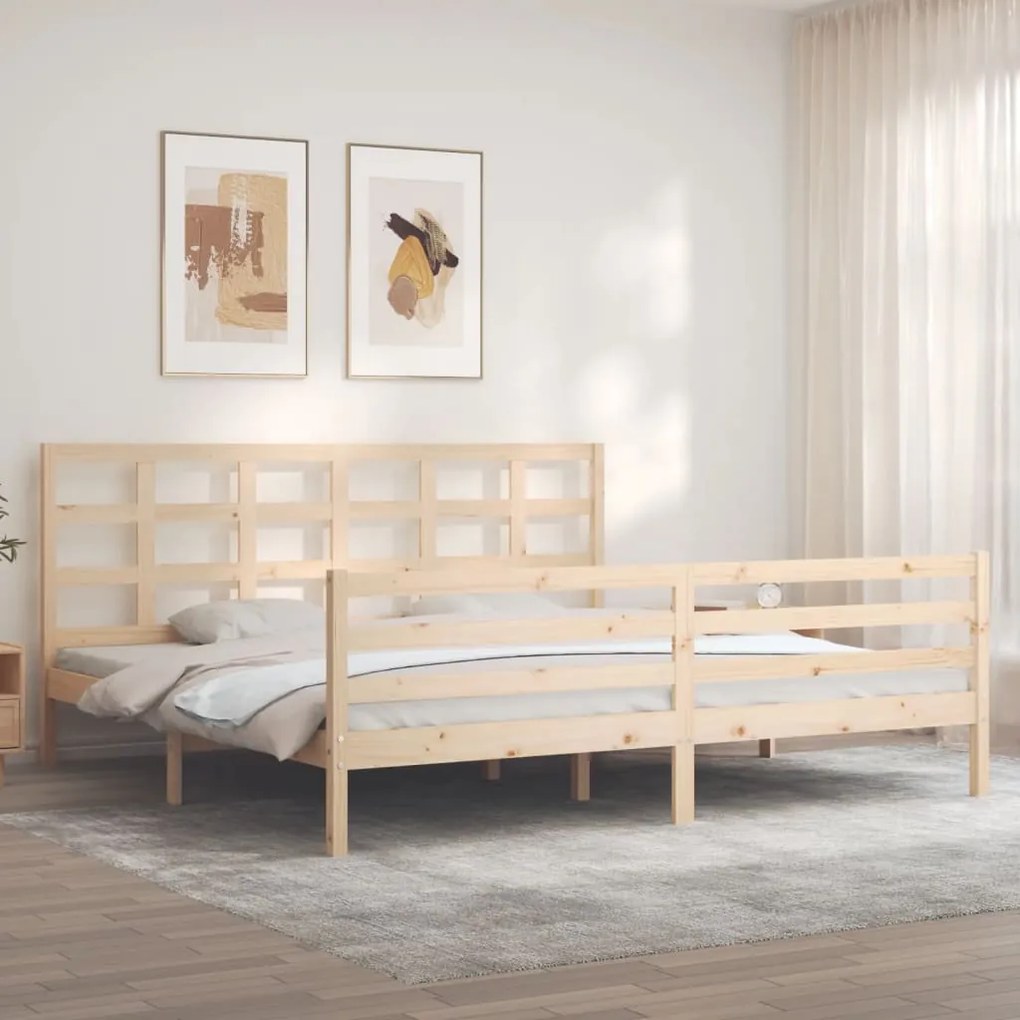 vidaXL Estrutura de cama com cabeceira 200x200 cm madeira maciça