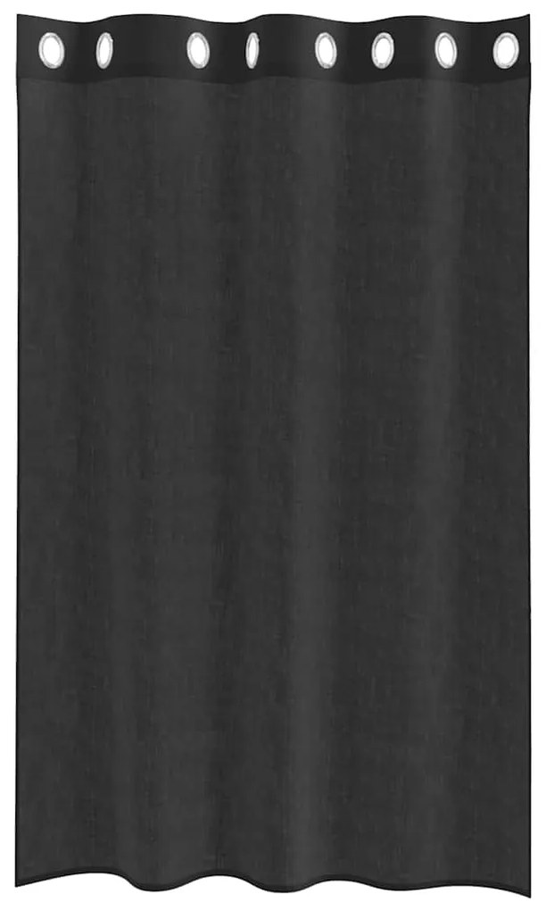 Cortinas de voile com ilhós 2 pcs preto 140x175 cm
