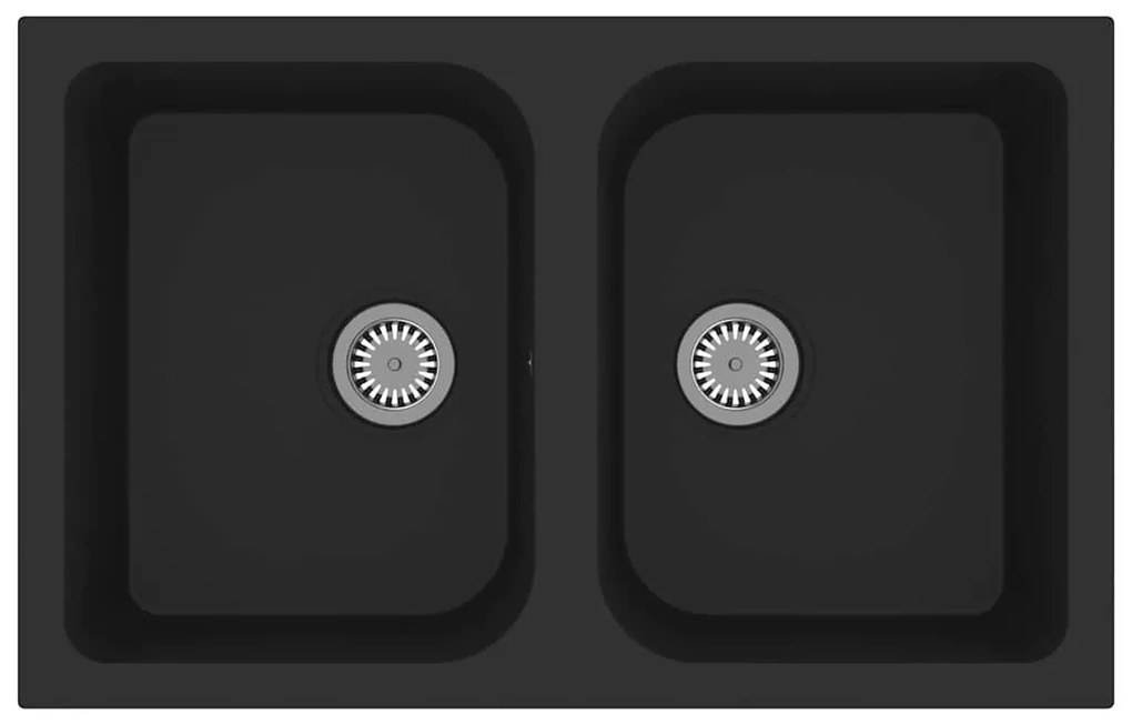 Pia de Cozinha Preta 760x480x184 mm de Granito