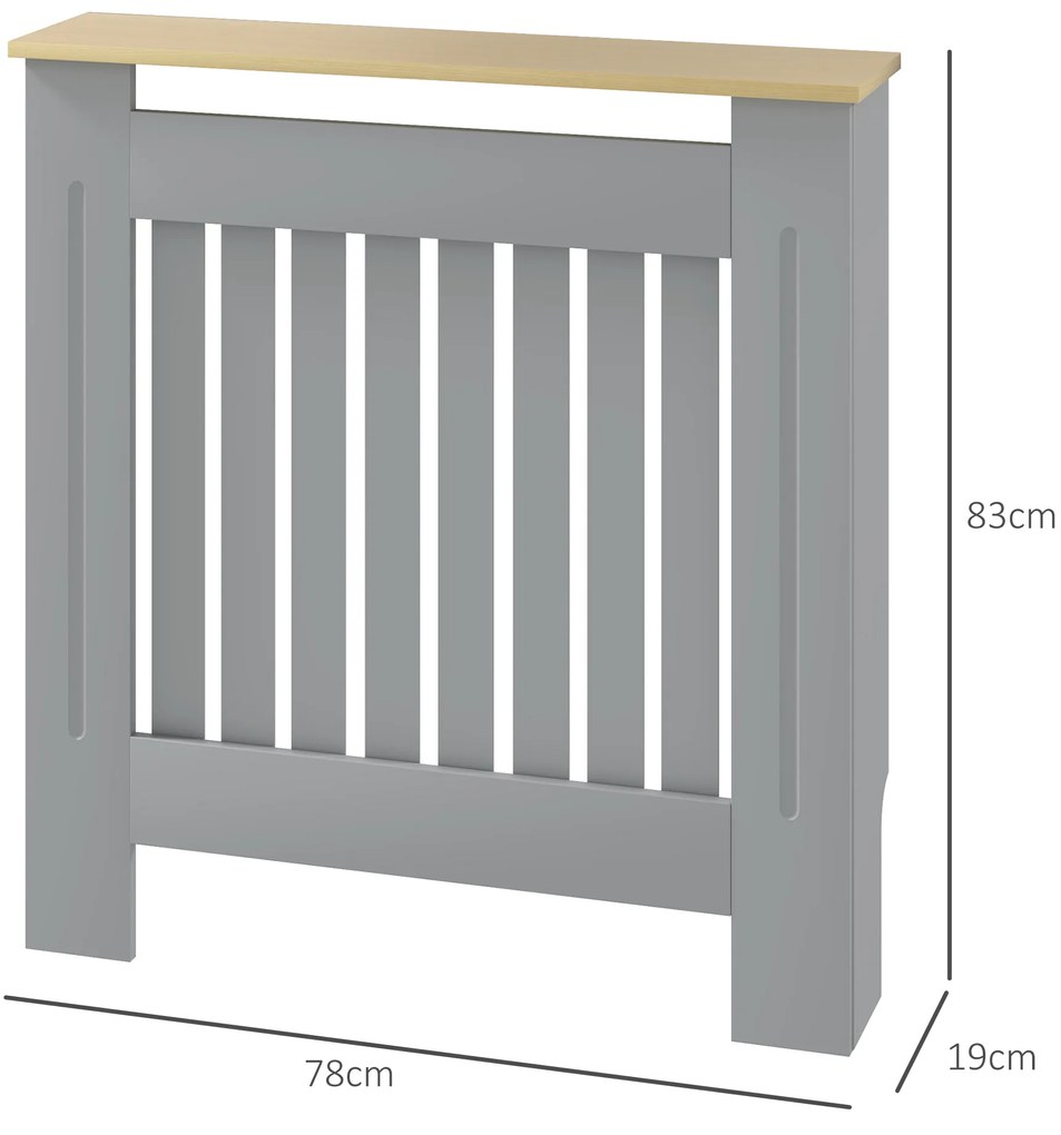 Cobertura Radiador 78x19x83 cm de MDF e Melamina de Madeira com Dispositivo Anti-Tombo e Desenho Moderno Cinza