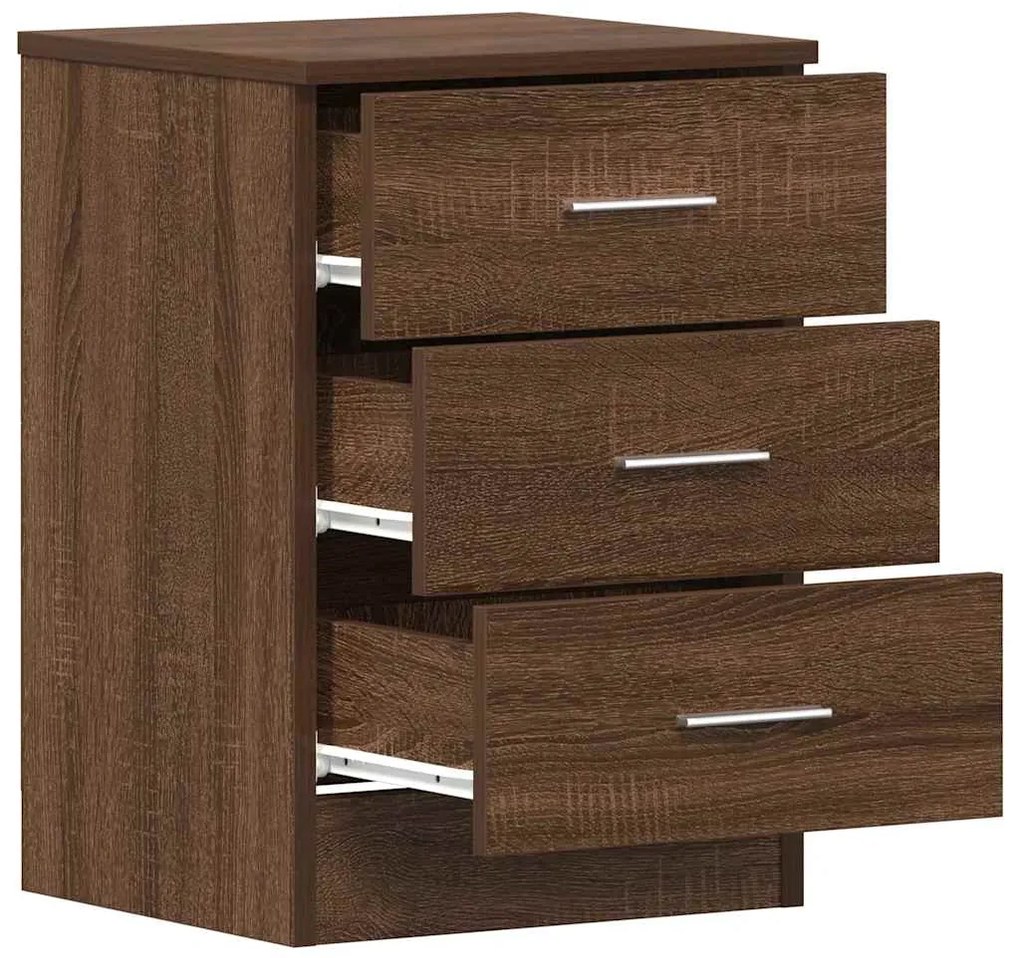 Mesa cabeceira 2pcs 38x35x56cm deriv. madeira carvalho castanho