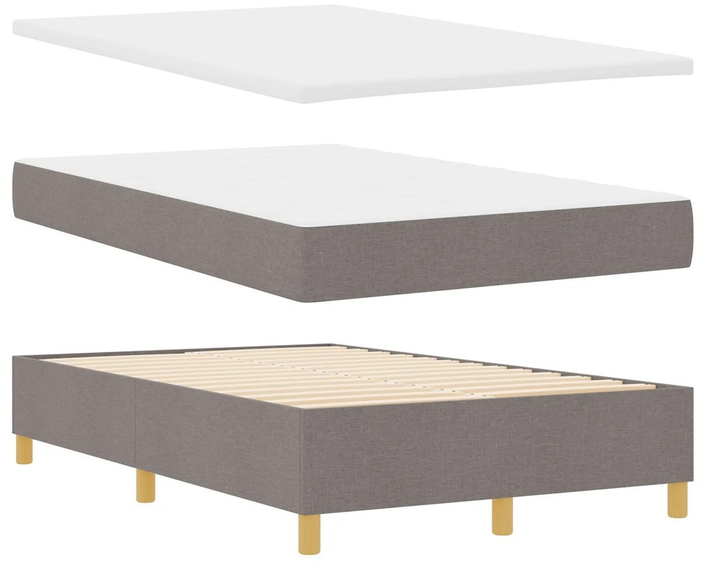 Cama Box Spring com Colchão e LED Taupe 120x200 cm Tecido