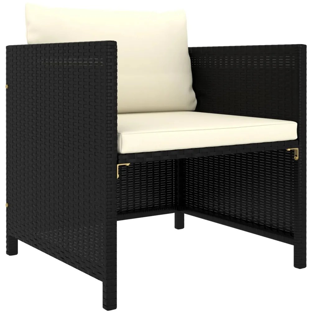 7 pcs conjunto lounge de jardim c/ almofadões vime PE preto