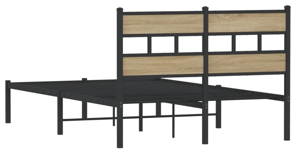 Estrutura de cama sem colchão 120x190 cm metal carvalho sonoma