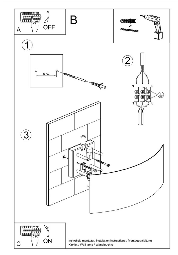 Aplique Candeeiro de parede Aço MAGNUS Branco