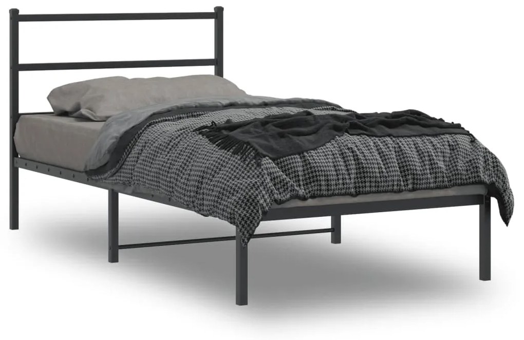 vidaXL Estrutura de cama com cabeceira 107x203 cm metal preto