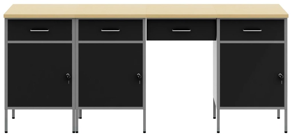 Conjunto de Gabinete e Mesa de Trabalho de 4 Peças vidaXL Preto em Mad