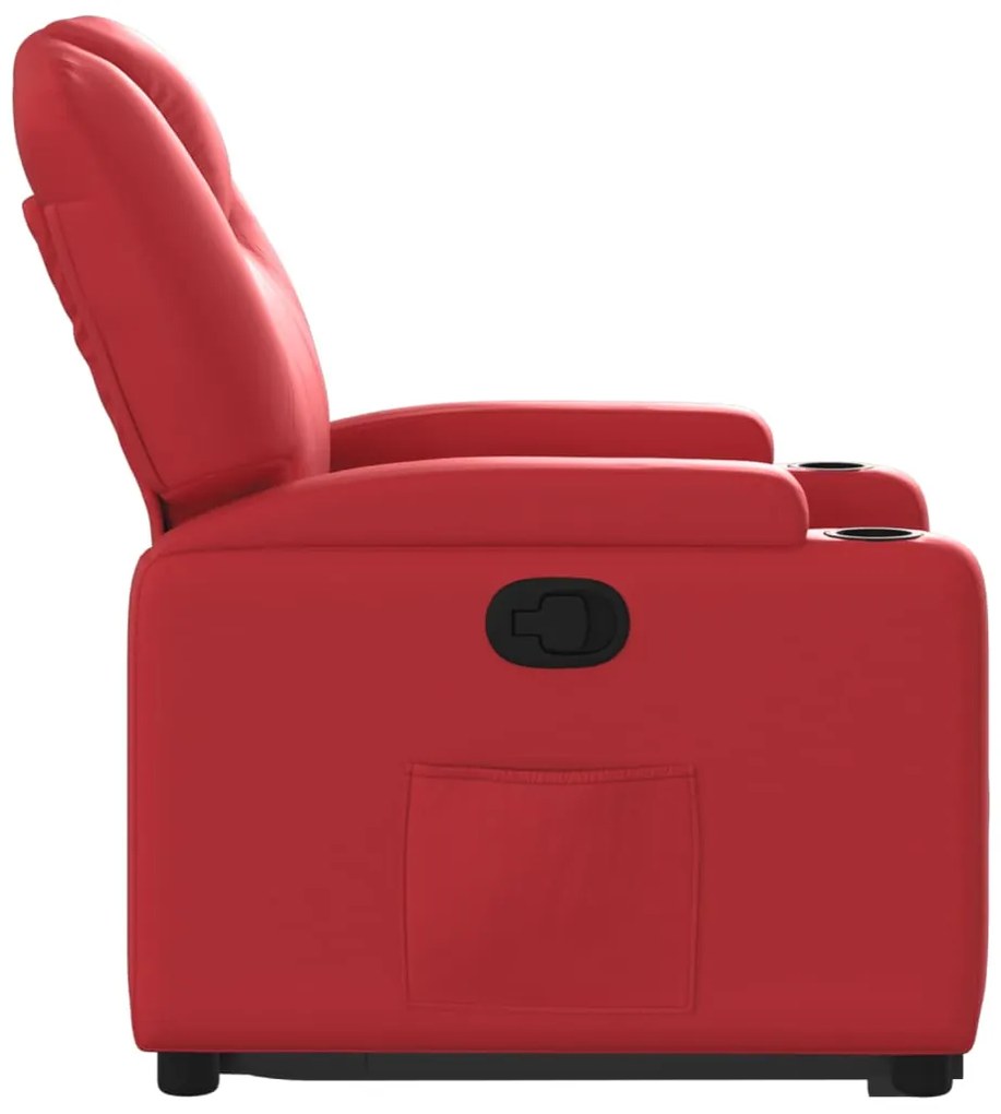 Poltrona reclinável elevatória couro artificial vermelho