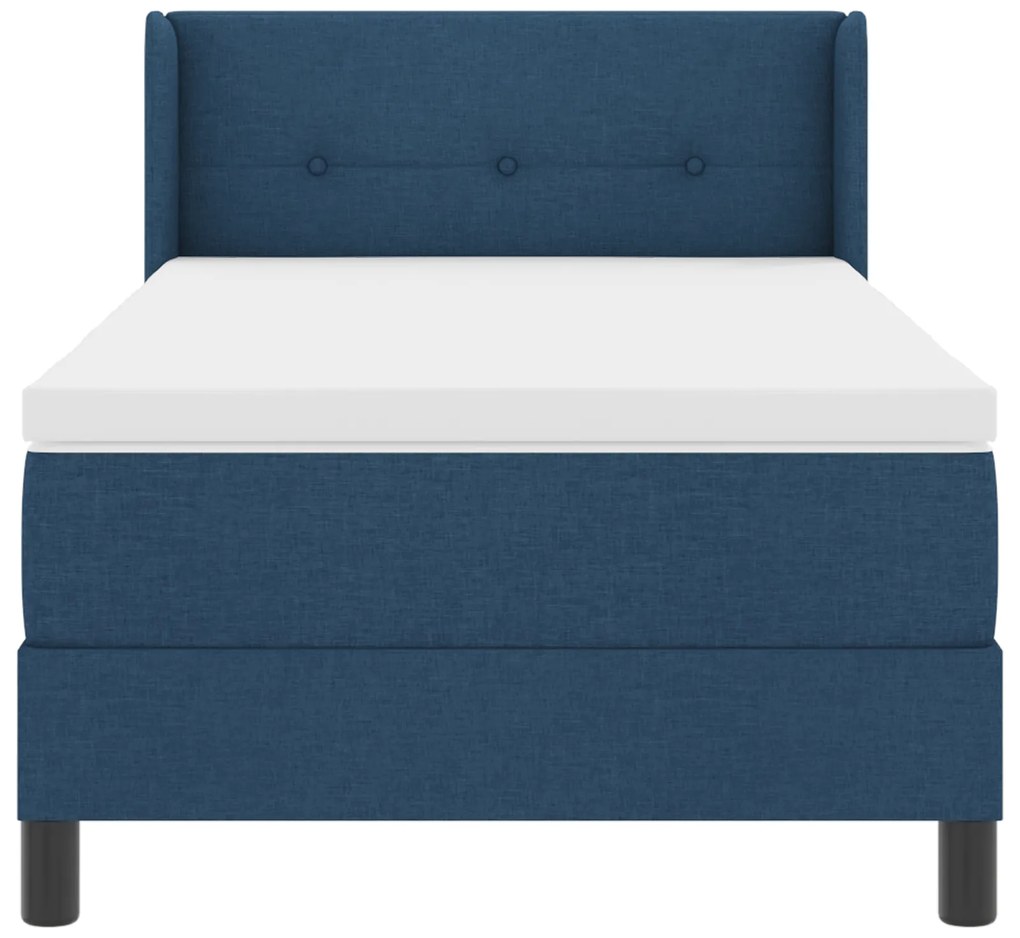 Cama Box Spring vidaXL com Colchão Azul 80x200 cm Tecido, Cabeceira Al