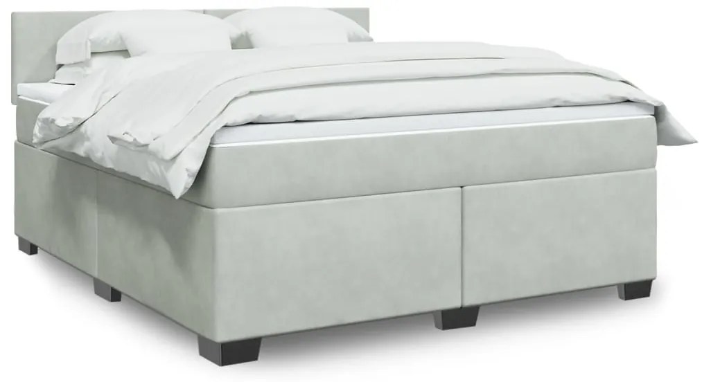 vidaXL Cama com molas/colchão 180x200 cm veludo cinzento-claro