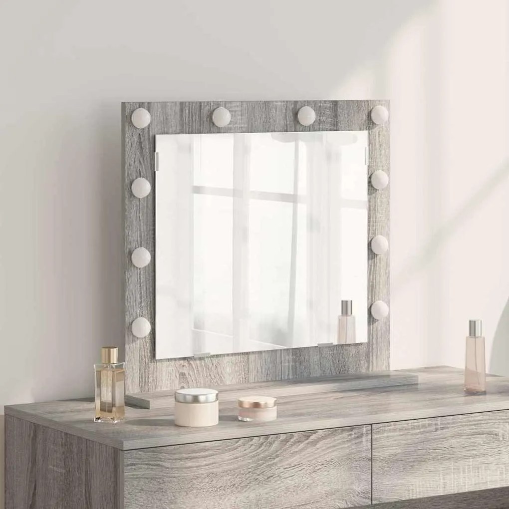 Espelho de vanidade com luzes LED Cinza Sonoma 60x55x18 cm