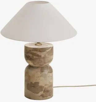 Candeeiro De Mesa Em Pedra Natural Diniz Mármore Bege Panther & Branco Mate Ø35 Cm - ↑15 Cm Graciela - Sklum