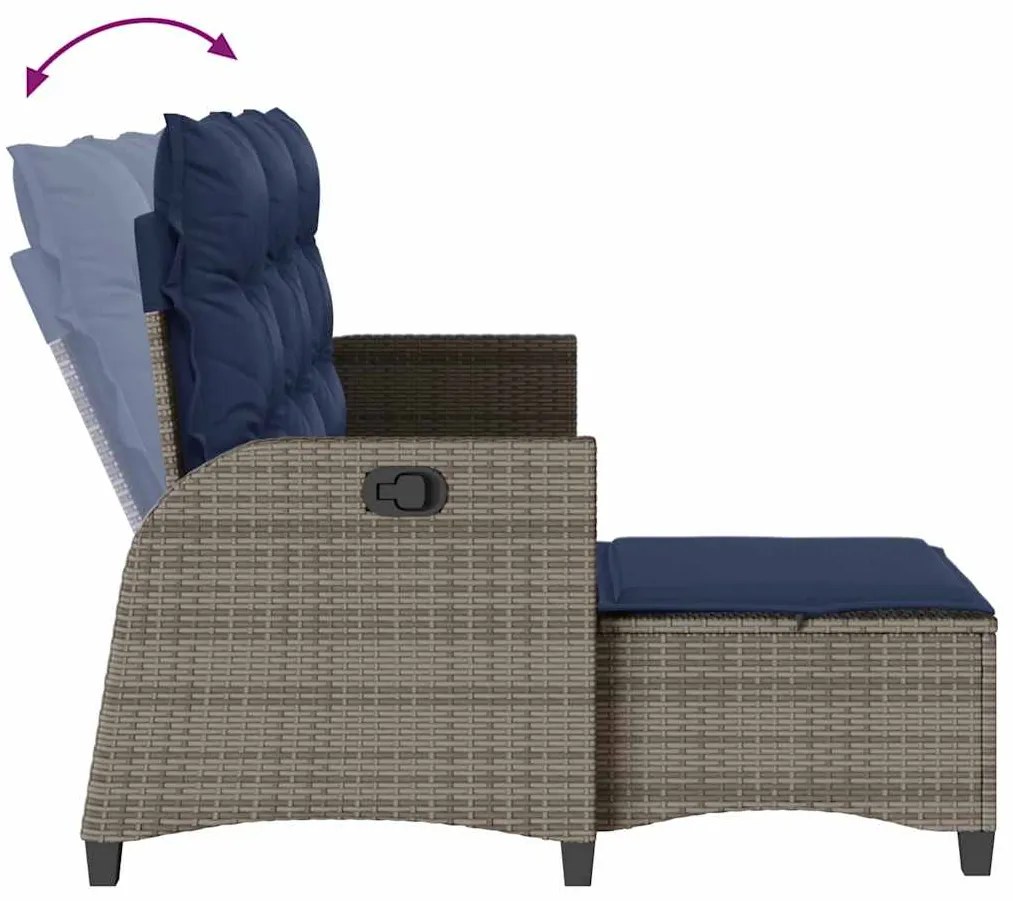 3 pcs conjunto sofás de jardim com almofadões em L vime PE