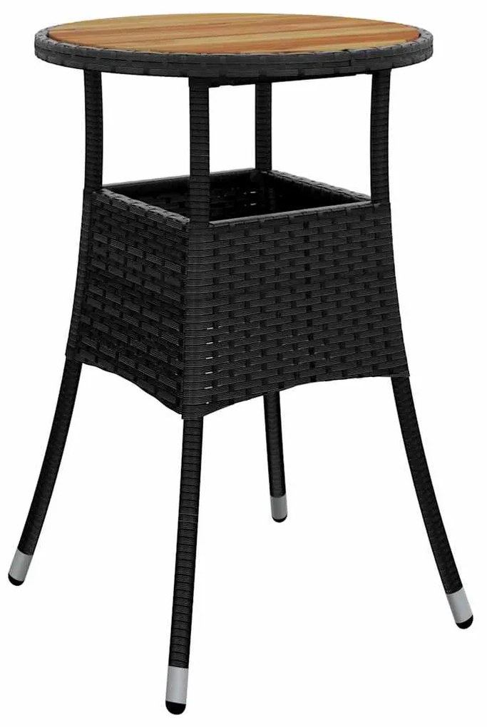 Conjunto de Jantar de 3 Peças Preto Rattan Sintético