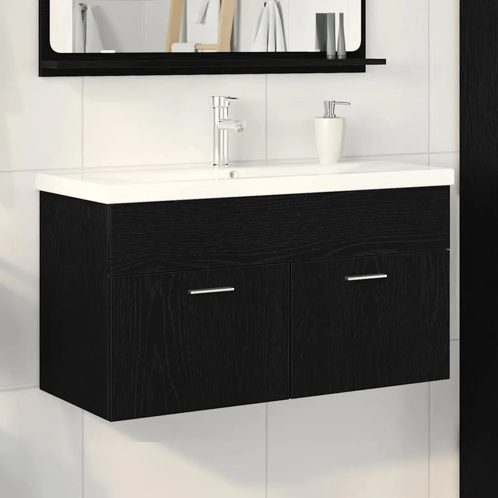 vidaXL Armário de lava-louça Carvalho Preto 90 x 38.5 x 46 cm