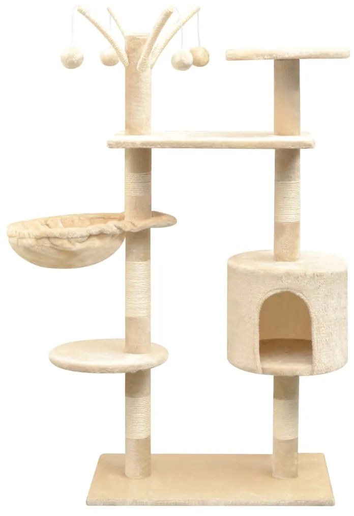 vidaXL Árvore para gatos c/ postes arranhadores sisal 125 cm bege