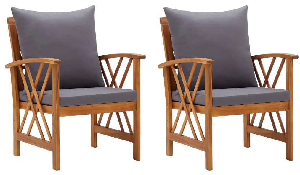vidaXL Cadeiras de jardim c/ almofadões 2 pcs madeira acácia maciça