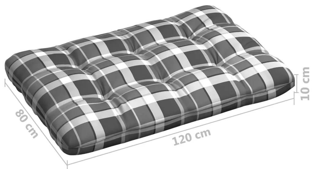 Almofadões para sofás de paletes 7 pcs padrão cinzento xadrez