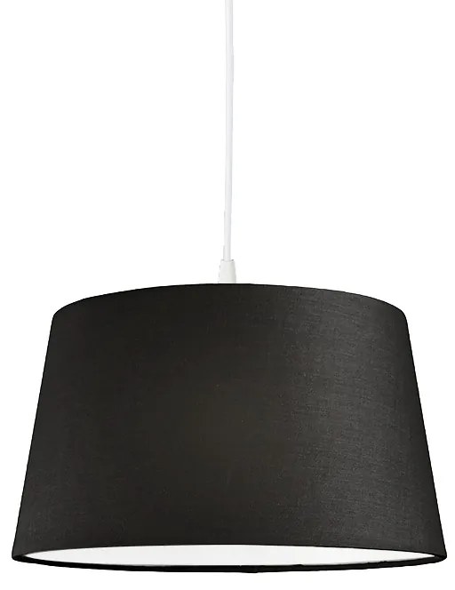Candeeiro de suspensão moderno branco com cúpula preta 45 cm - Pendant Moderno
