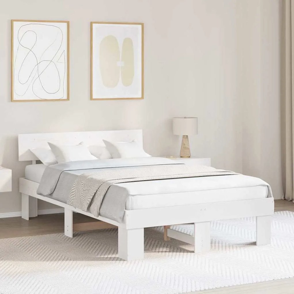 vidaXL Estrutura da Cama com cabeceira Branco 135 x 190 cm
