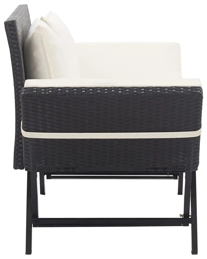 Banco de jardim c/ almofadões 176 cm vime PE preto