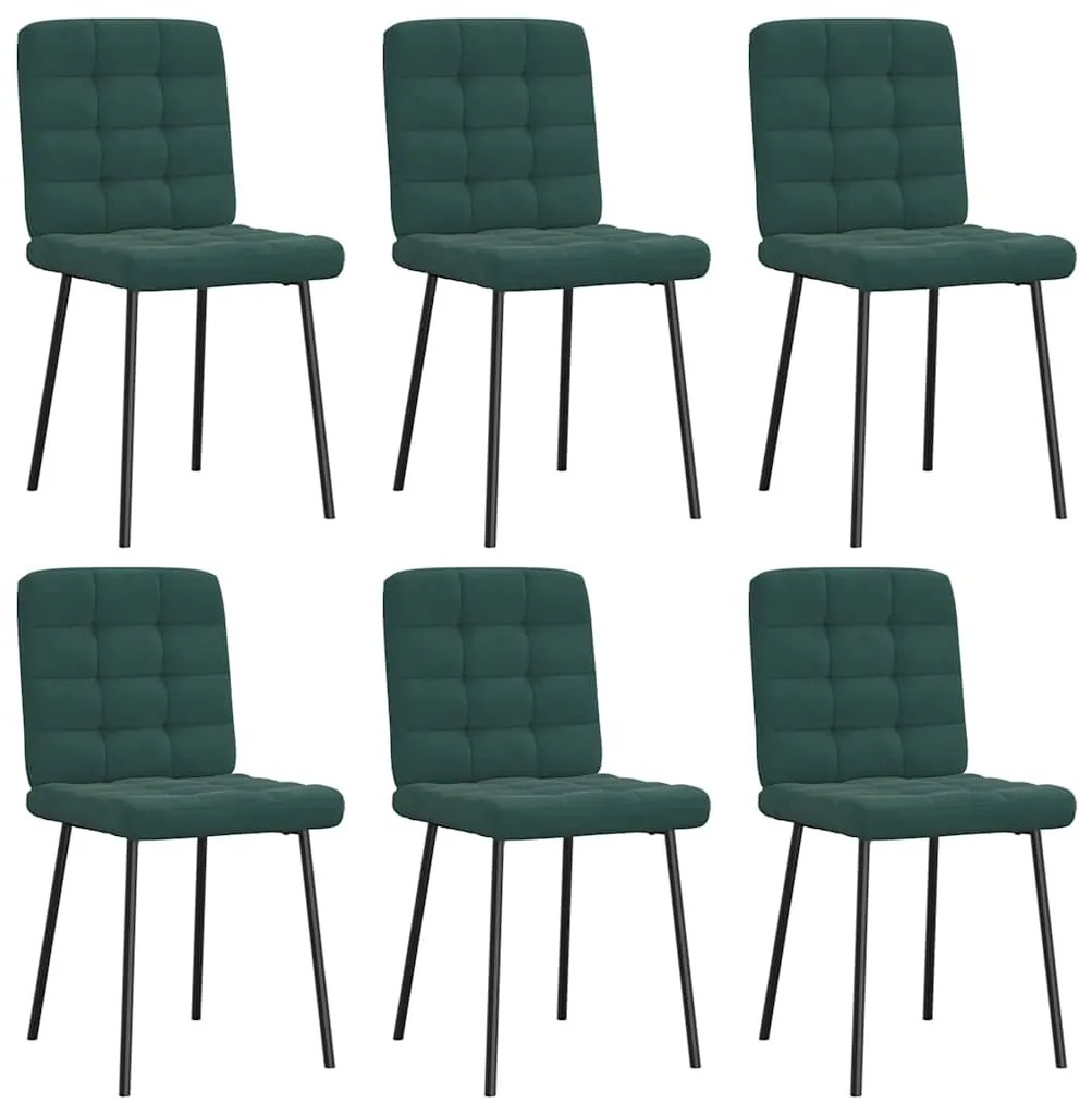 Cadeiras de jantar 6 pcs veludo verde-escuro
