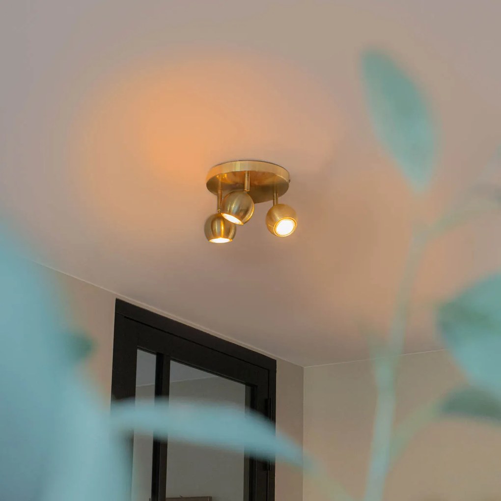 Projetores redondos retro em latão com placa de teto 3-luzes - Gissi