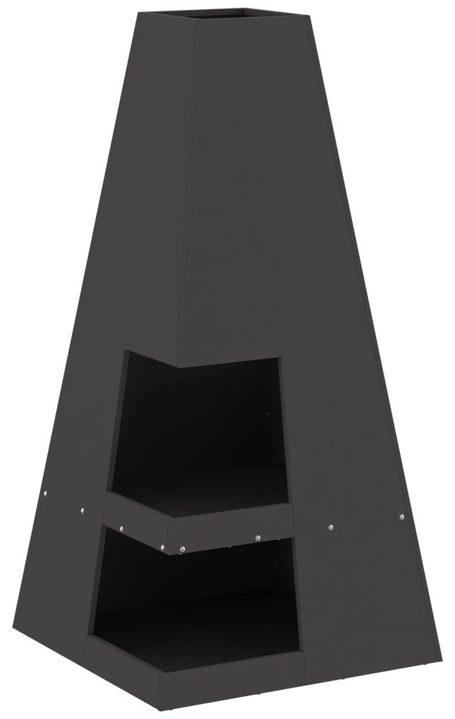 Fogareiro vidaXL com Armazenamento de Toras Preto 50x50x100 cm Aço