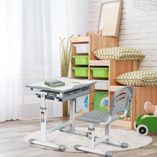 Conjunto de cadeiras de mesa infantis com altura ajustável - Rosa