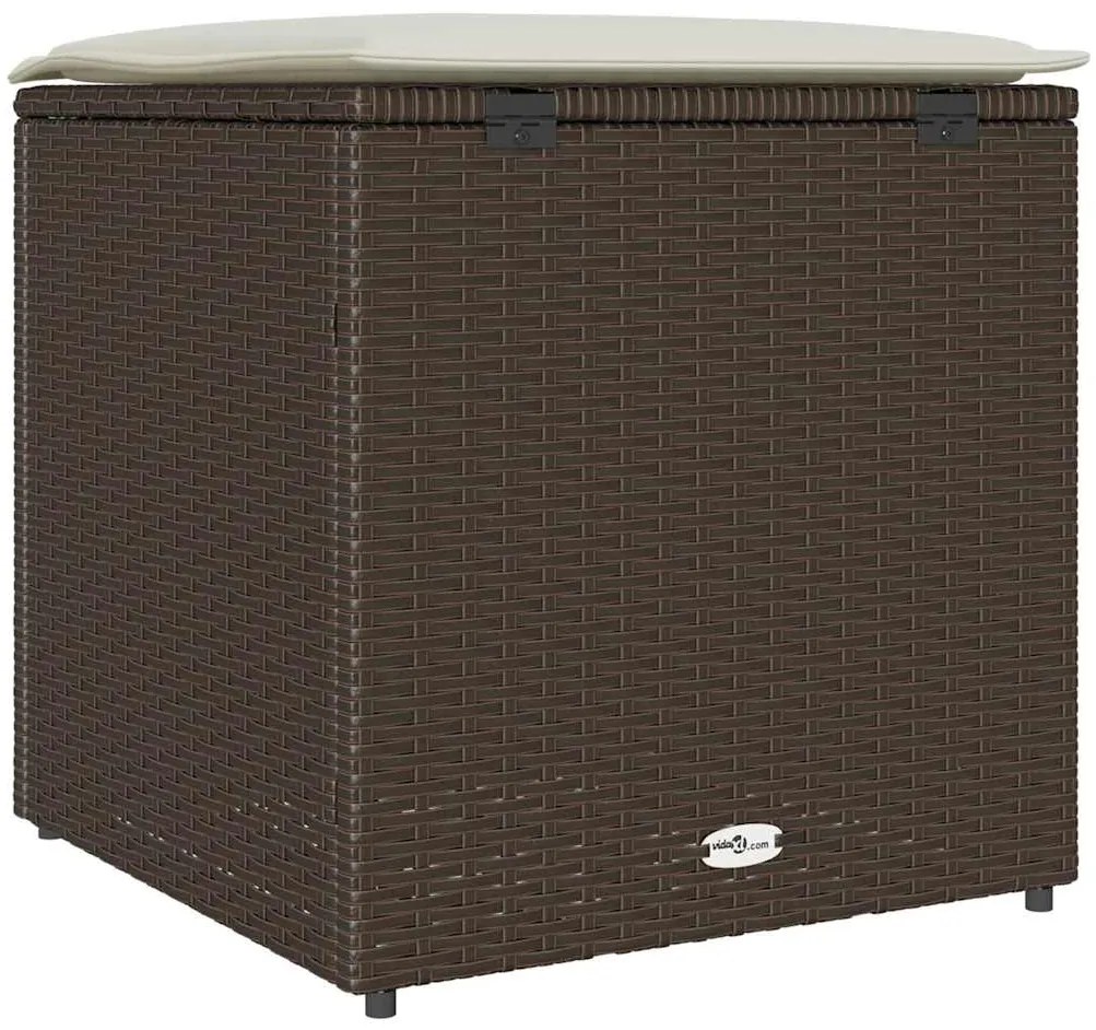 Caixa de Armazenamento Externa Marrom e Creme Rattan Médio