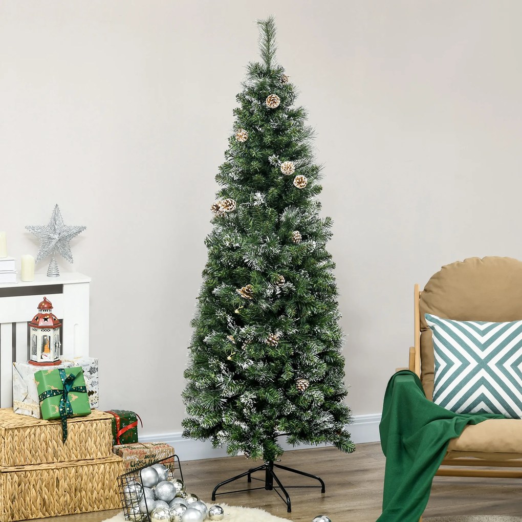 Árvore de Natal artificial com 618 ramos cobertos de neve, suporte em aço, com base dobrável em aço
