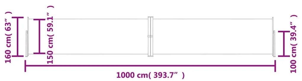 Toldo lateral retrátil 160x1000 cm cor creme