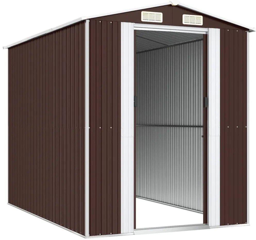 Abrigo de jardim 192x274x223 cm aço galvanizado castanho-escuro