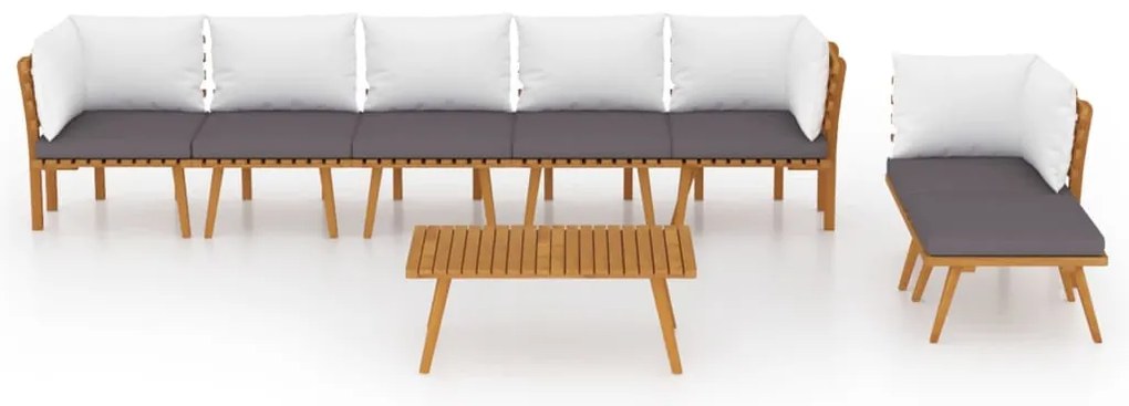 8 pcs conjunto lounge de jardim com almofadões acácia maciça