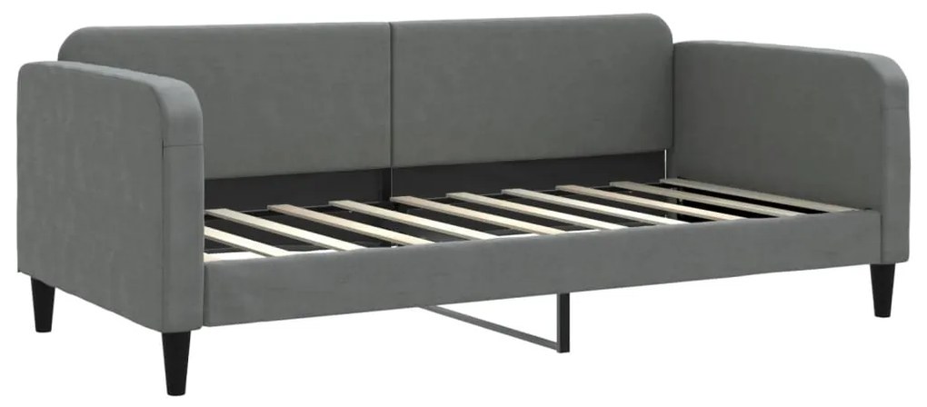 Sofá-cama com colchão 90x190 cm tecido cinzento-escuro