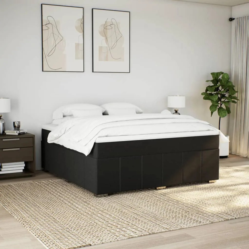 Cama com molas/colchão 180x200 cm tecido preto