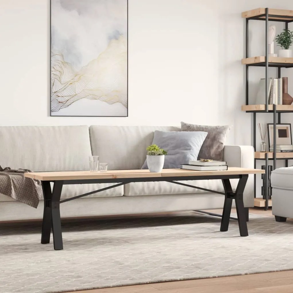 Mesa de centro estrutura em Y 160x40x45,5cm pinho/aço
