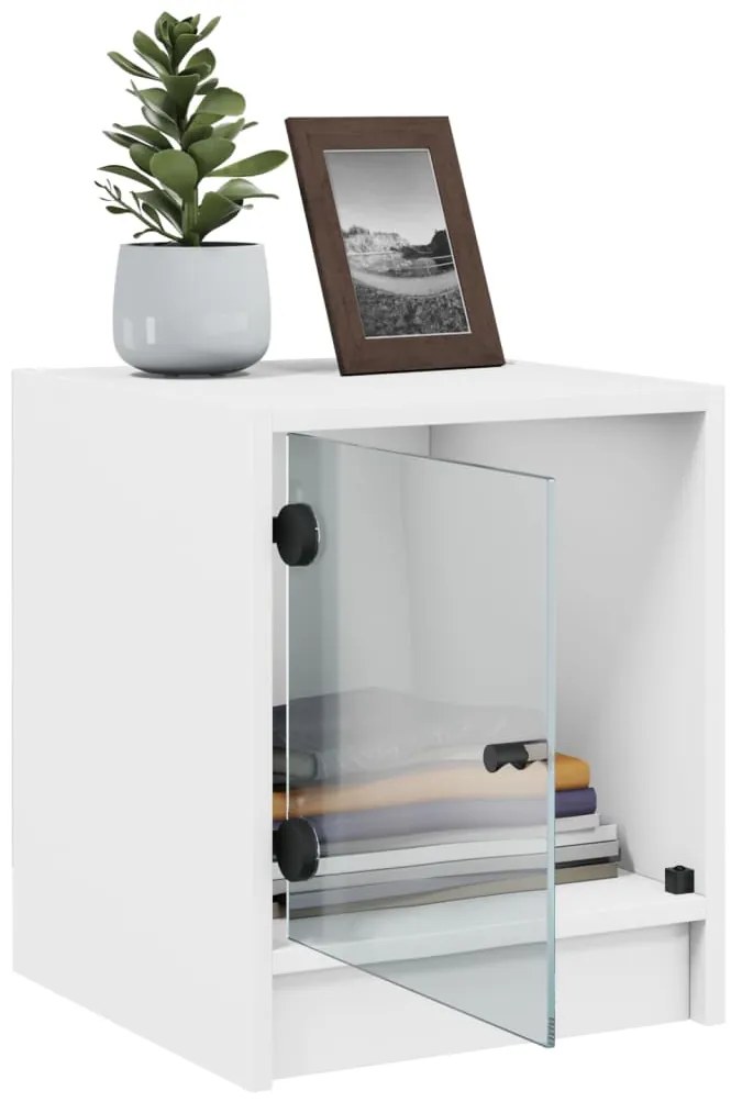 Mesa de cabeceira c/ porta de vidro 35x37x42 cm branco