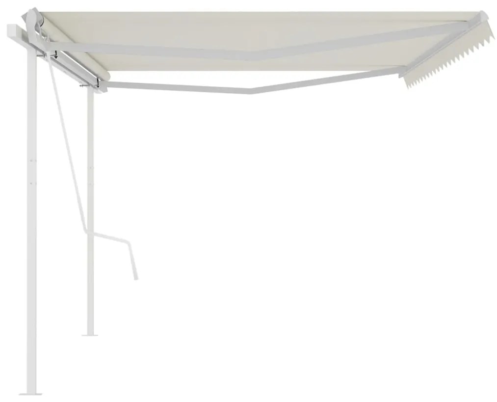 Toldo retrátil automático com postes 5x3,5 m cor creme