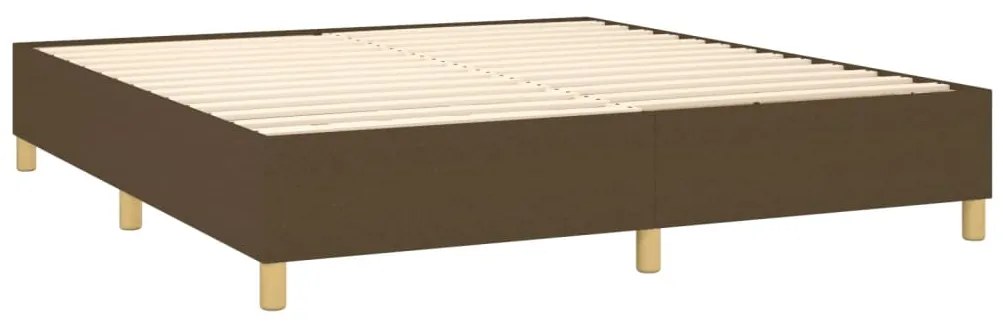 Cama box spring c/ colchão/LED 180x200cm tecido castanho-escuro