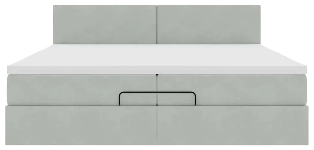 Estrutura de cama otomana com colchão 200x200 cm cinzento claro