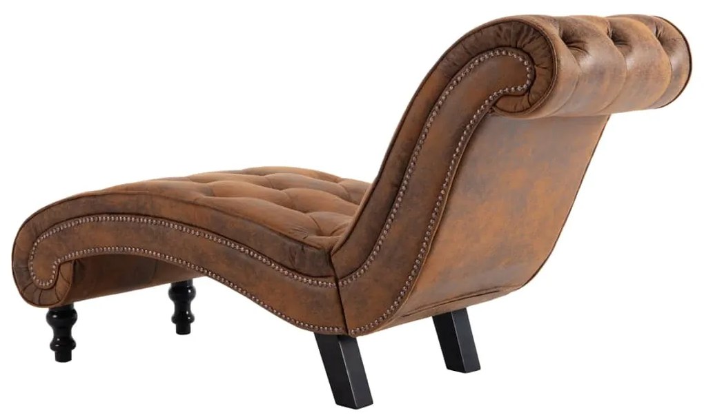 Chaise longue camurça artificial castanho