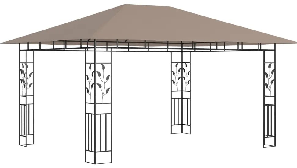 Gazebo c/ rede mosquiteira 4x3x2,73m 180 g/m² cinza-acastanhado