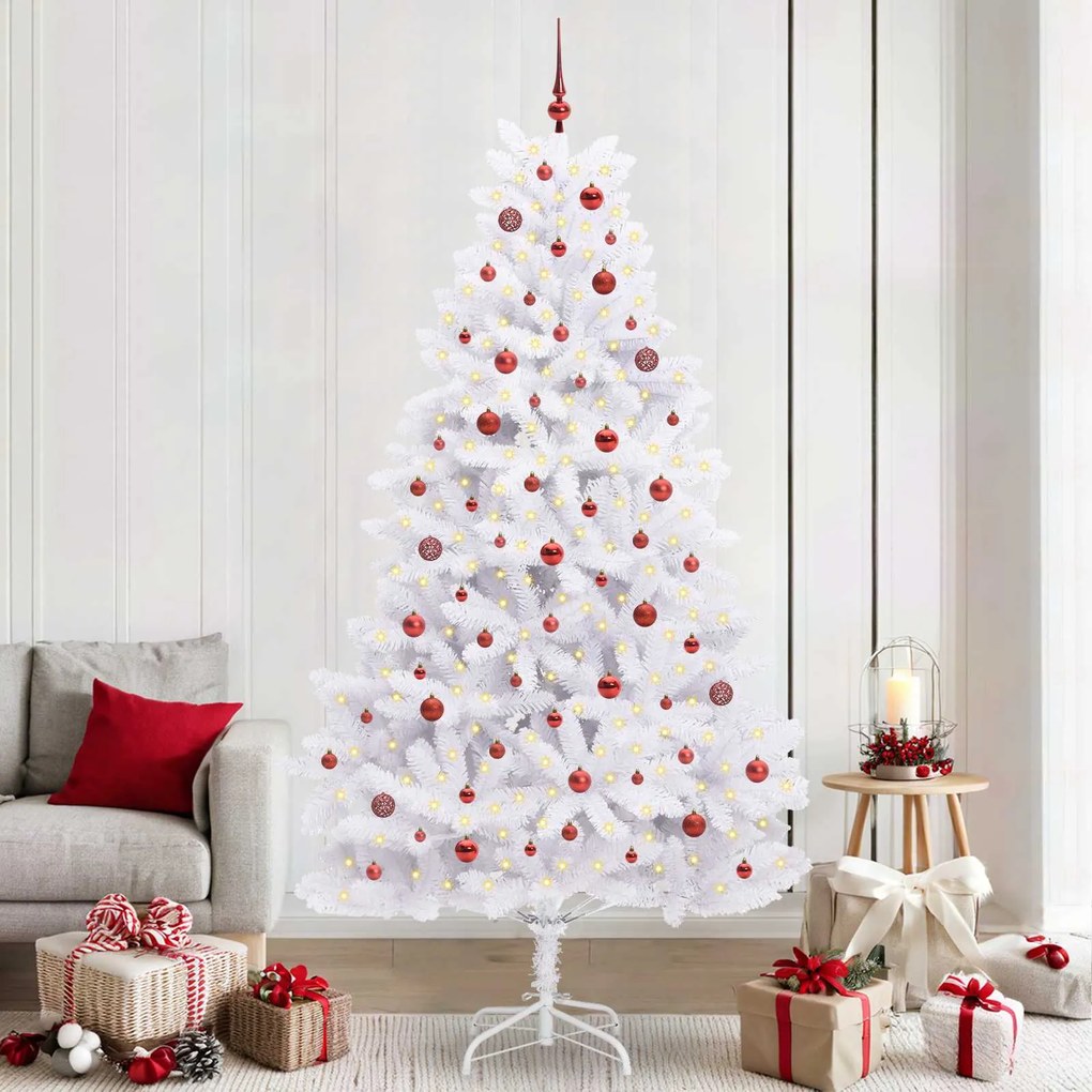 vidaXL Árvore de Natal Articulada Artificial Branco 240 cm PVC e Aço