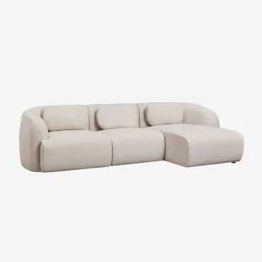 Sofá Modular Chaise Longue Direito De 3 Peças Em Chenille Coquette Chenille Bege Creme - Sklum