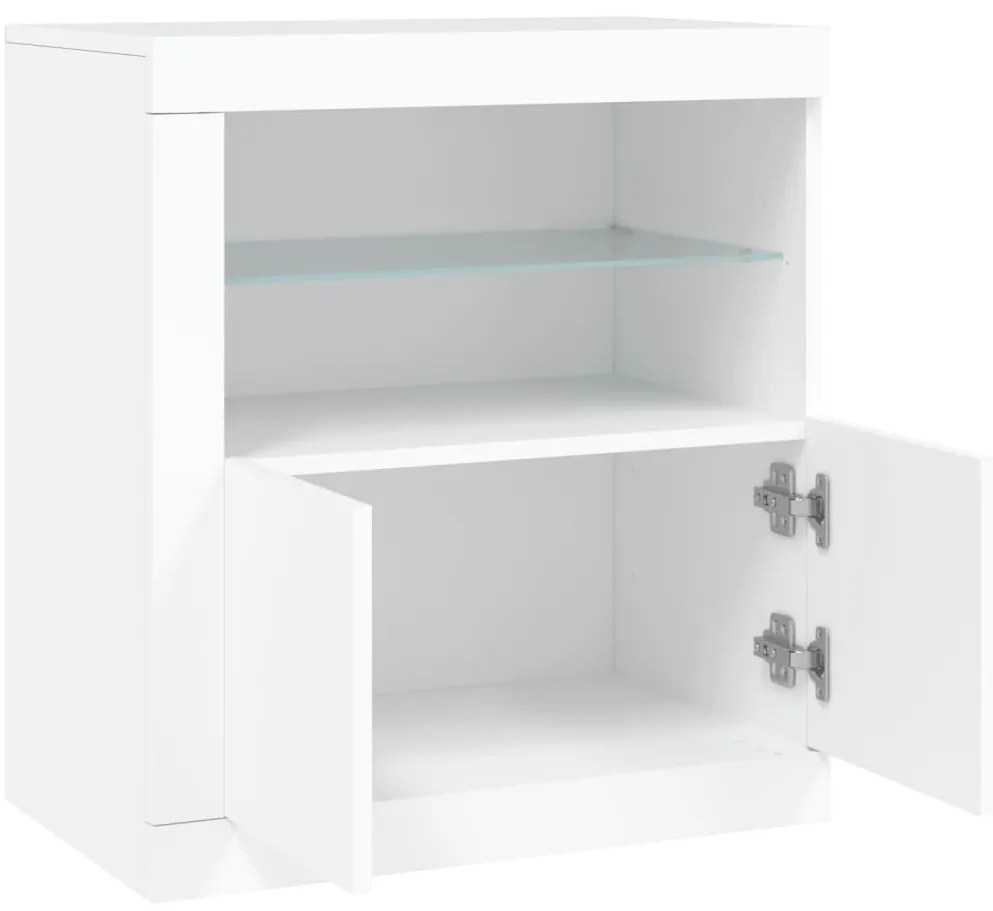 Aparador com luzes LED 60,5x37x67 cm branco