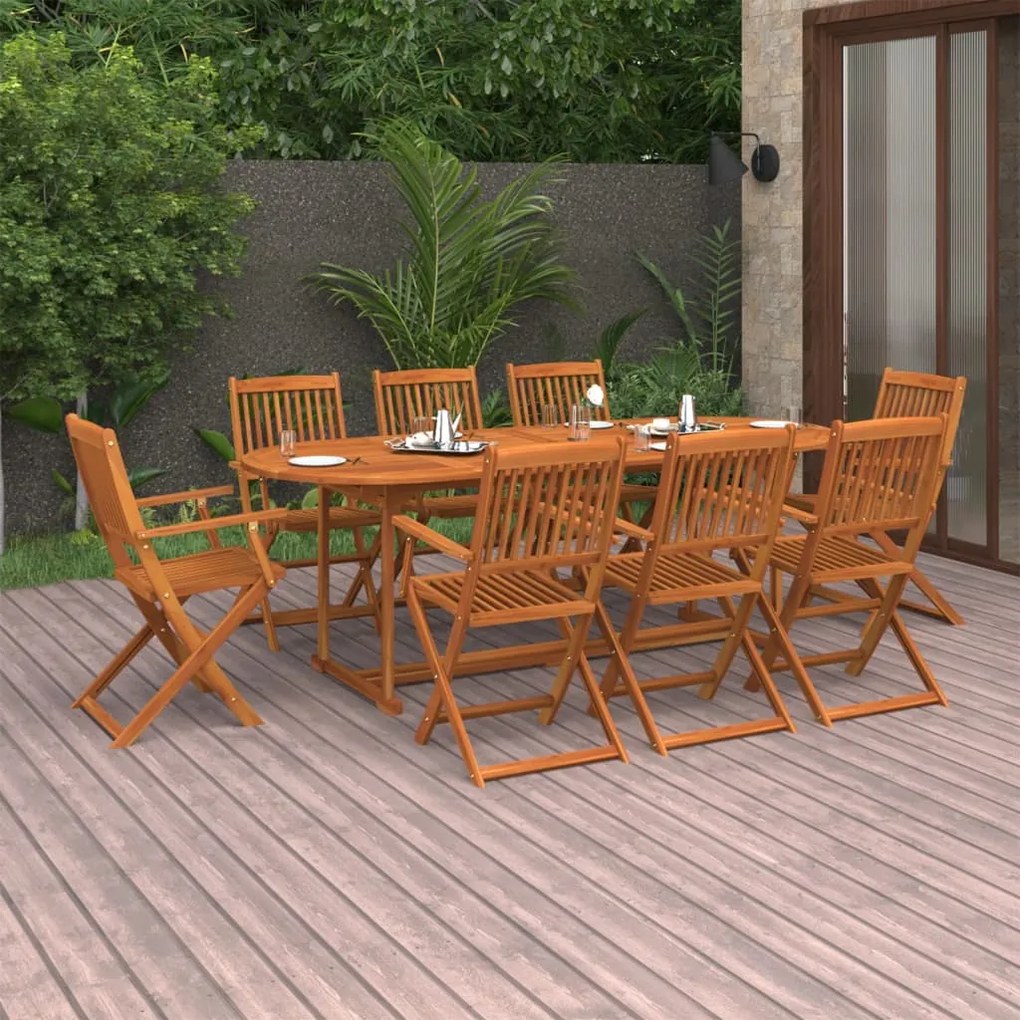 vidaXL 9 pcs conjunto de jantar para jardim 220x90x75 cm acácia maciça